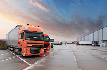 Truck in warehouse - Cargo Transport - obrazy, fototapety, plakaty