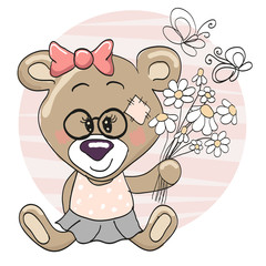 Bear with flowers