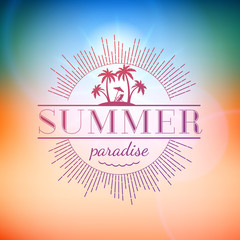 Retro Summer Holidays Hipster Label. Vector Design Elements on Coloful Summer Background