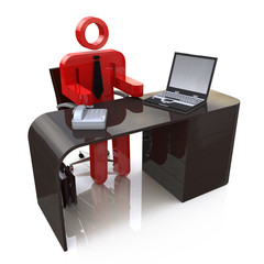 3d people - human character, person sitting at a office