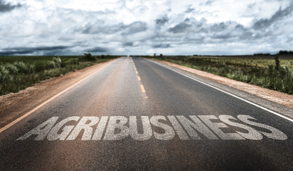 Agribusiness written on rural road