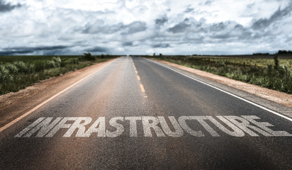 Infrastructure written on rural road