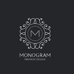 Artistic elegant floral monogram. Graceful line art logo design. Trendy business concept. Creative vector illustration.