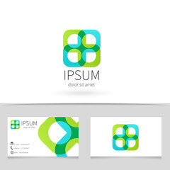 Creative abstract looped ribbon logo design with business card template. Trendy concept logotype for your company. Vector illustration.