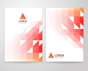 Red abstract triangle brochure flyer in A4 size. Trendy business concept with logo design. Creative vector illustration.