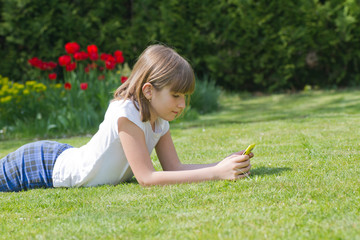 Girl holding a smartphone