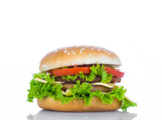 Hamburger on white background