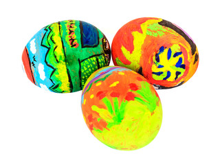 colorful easter eggs isolate on white background.