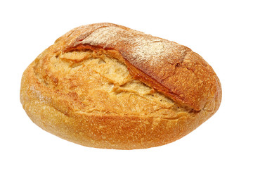 Appetizing crunchy crust bread taken closeup.Isolated.