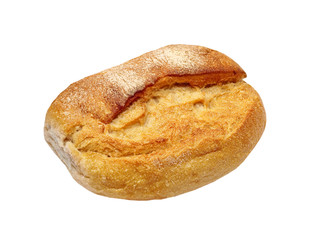 Fresh appetizing crunchy crust bread taken closeup.Isolated.