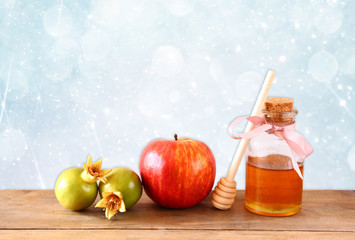 rosh hashanah (jewesh holiday) concept - honey, apple