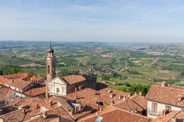 Red roofs of La Morra and green hills of Piedmont.