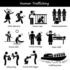 Human Trafficking Stick Figure Pictogram Icons
