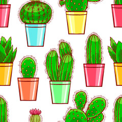 seamless cute little cactuses