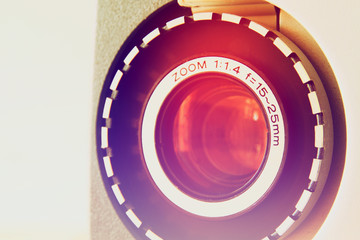 close up of old 8mm Film Projector lens. retro style image