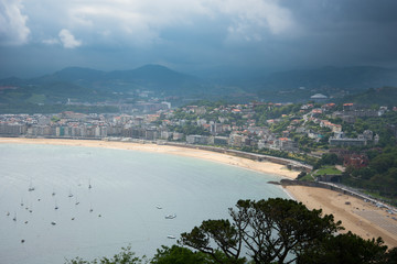 Naklejka premium San Sebastian Donostia at Biscay bay coast, Spain.