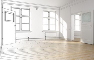 Fototapeta premium Stadtwohnung leer (Entwurf)