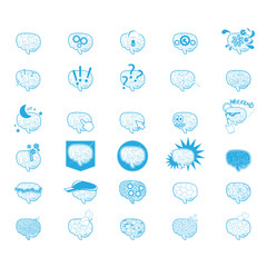 Brain Icons Set - Isolated On White Background - Vector Illustration, Graphic Design, Editable For Your Design