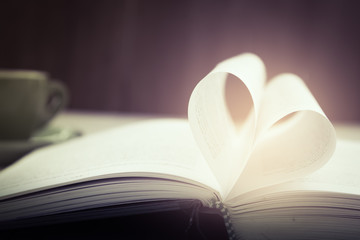 Heart book page in vintage effect style