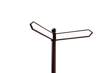 Empty Black and White Wrought Iron Road Sign