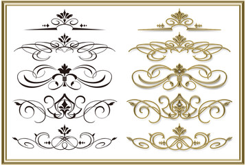 Illustration of decoration curve./ Golden frame.