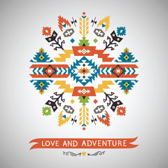 Vector colorful decorative element on native ethnic style