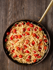 rustic spicy italian crab and cherry tomato spaghetti pasta
