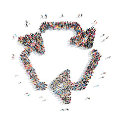 People in the form of arrows.