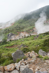 Fototapeta na wymiar Smoke In Owakudani, Hakone, Kanagawa Prefecture, Japan