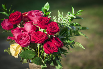 Bouquet of fresh roses.