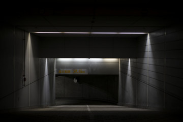 Underground parking entrance in Ginza, Tokyo, Japan - obrazy, fototapety, plakaty
