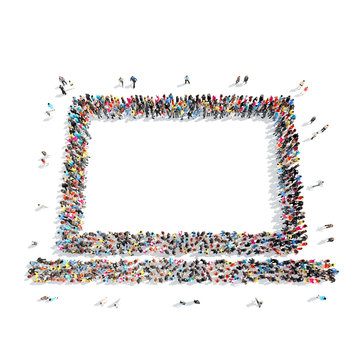 people in the shape of a computer.