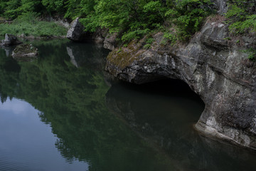Naklejka na ściany i meble Volcanic rock formations in Shimogo, Fukushima Prefecture, Japan