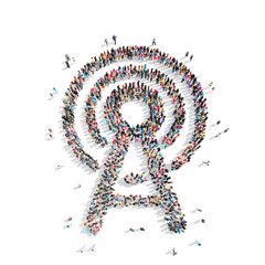 people in the shape of a radio station , wi fi .