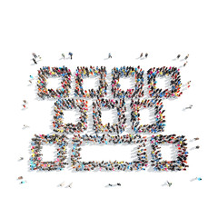 people in the shape  of a keyboard.