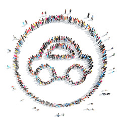  people in the shape of a toy car.