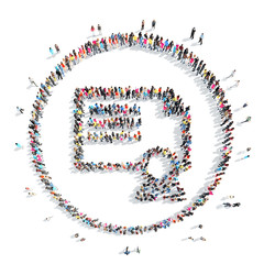 people in the shape  of a badge.