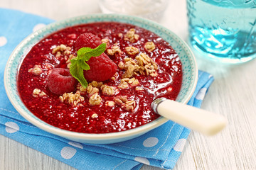 Raspberry chia seed pudding