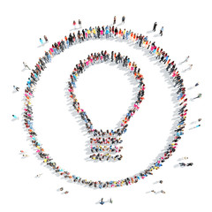 people in the shape of a lamp.