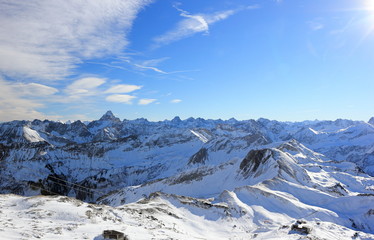 The Nebelhorn Mountain in winter. Alps, Germany.