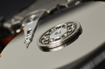 Closeup of a hard drive