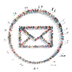 people in the shape of a letter.