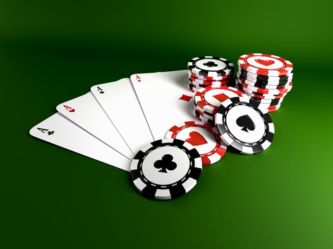 Casino chips with cards