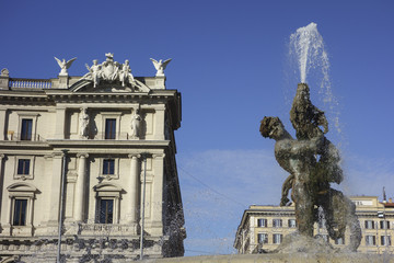 Obraz premium Sculpture of Glaucus the greek sea god, fountain of the Naiads Piazza della Repubblica Rome Italy