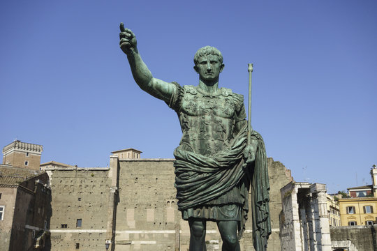 Statue Of Roman Emperor Augustus On The Via Dei Fori Imperiali