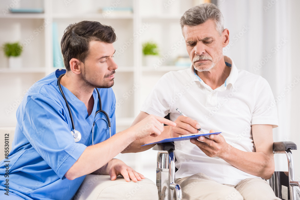 Canvas Prints Old man at hospital