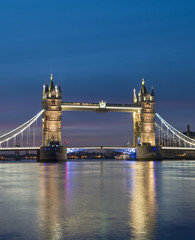 Famous Tower Bridge by night, London, England, United Kingdom
