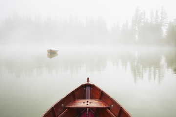 Boats in mysterious fog