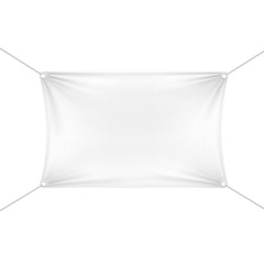 White Blank Empty Horizontal Rectangular Banner