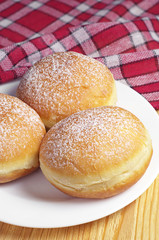 Berliner donuts in plate